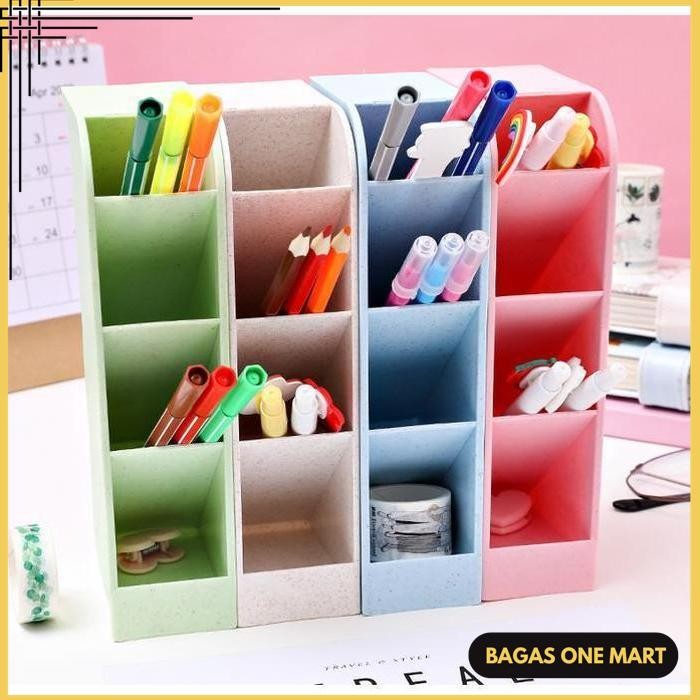 

RAK MINI 4 SEKAT TEMPAT KOTAK ALAT TULIS PULPEN STATIONERY STAND MEJA TERJAMIN BEST