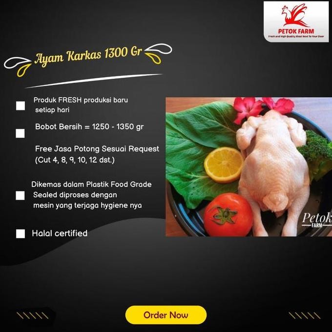 

JH8 Ayam Karkas / Ayam Potong / Ayam Broiler Ukuran 1.300 gr