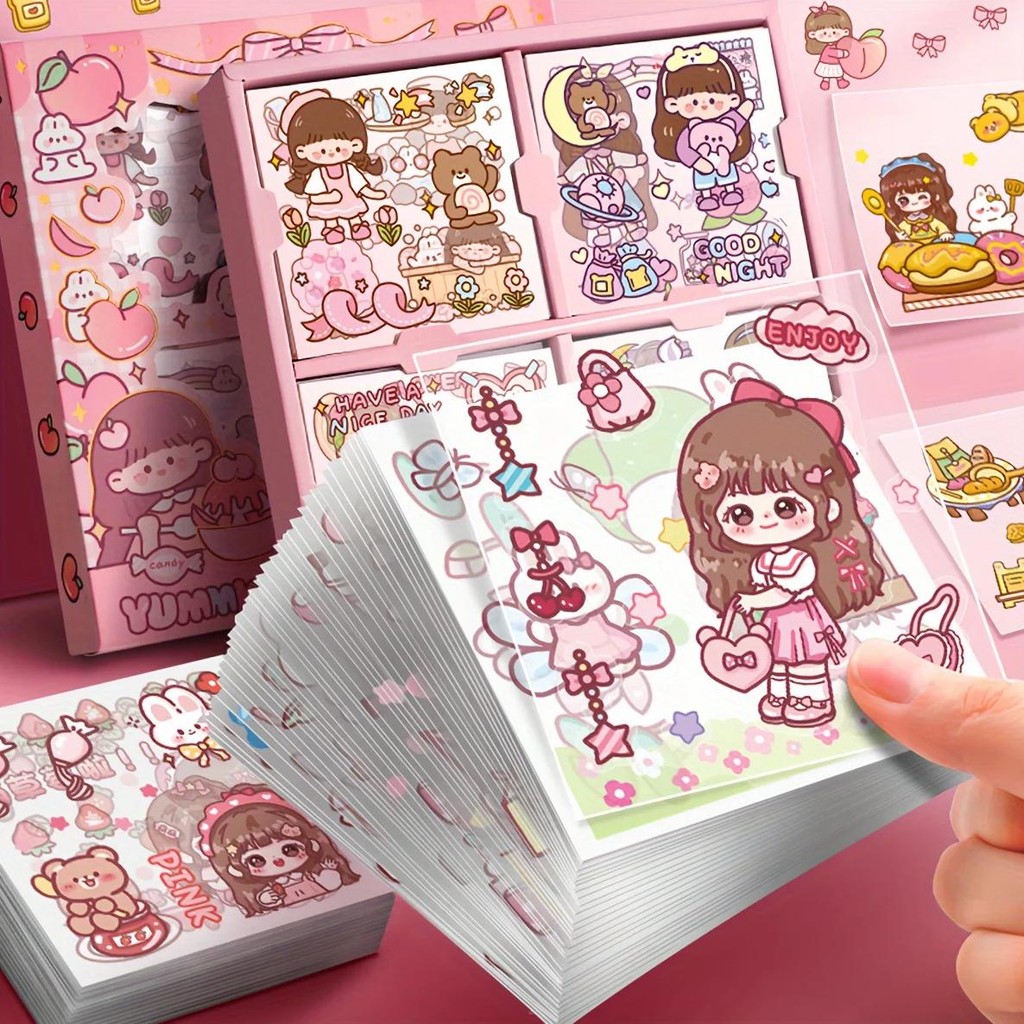 

100Pcs Random Cute Cartoon Sticker For Diy Journal Diary Decoration Suitable For Notebook