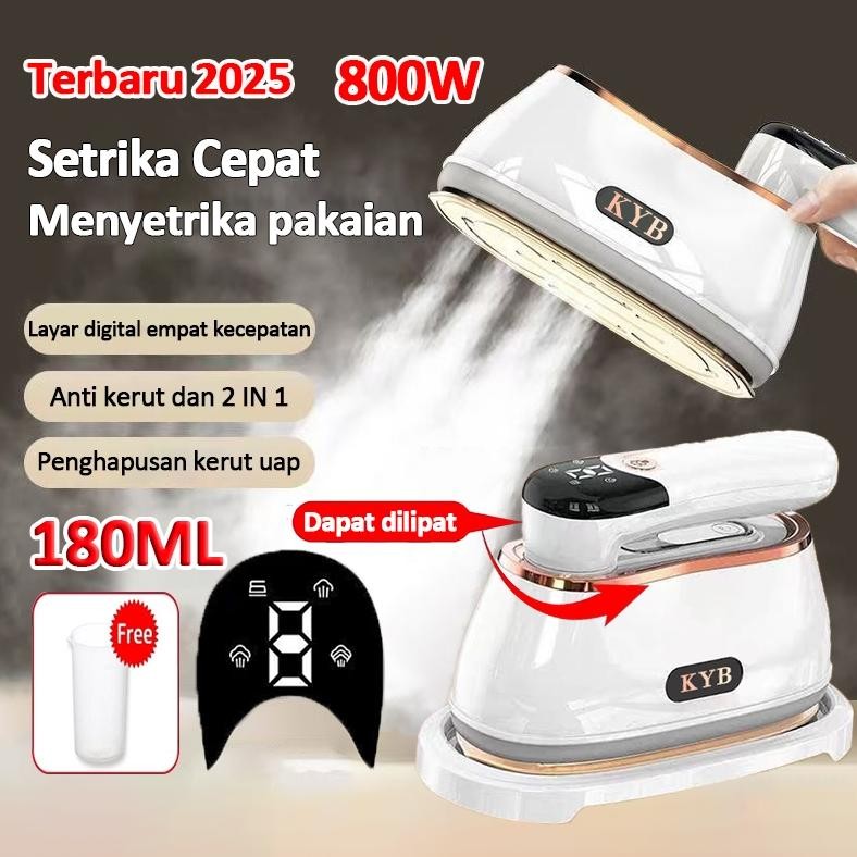 NEW 2025 KYB Setrika Uap Portable 800W Setrika Mini Traveling Gosokan Baju Setrika Uap Low Watt Setr