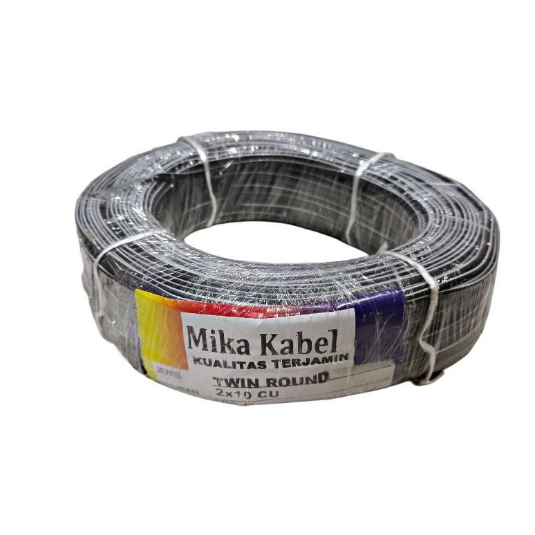 NEW ( HARGA 1 ROLL )Kabel Hitam / Putih MIKA Ukuran 2 x 10 CU 100 M / Kabel Kecil Isi 2 Buat AC / DC