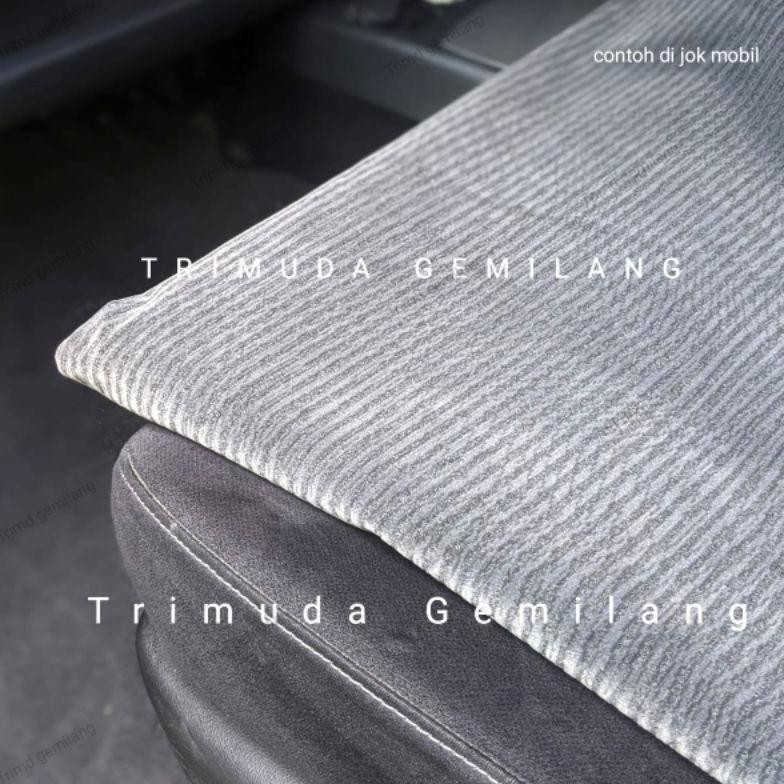 Bahan Jok Mobil Kain Bludru Abu Tua Salur, cocok untuk corolla Civic dll AST