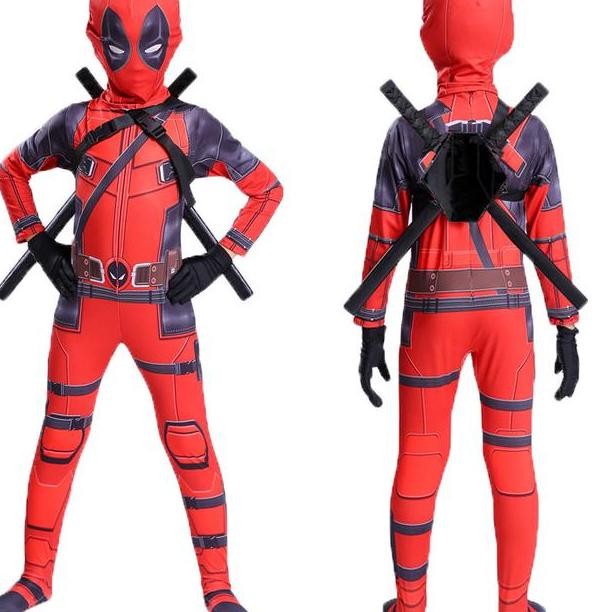 Anakanak Deadpool Jumpsuit Hero Jumpsuit Celana Ketat Cosplay Kostum Pesta Halloween Kostum