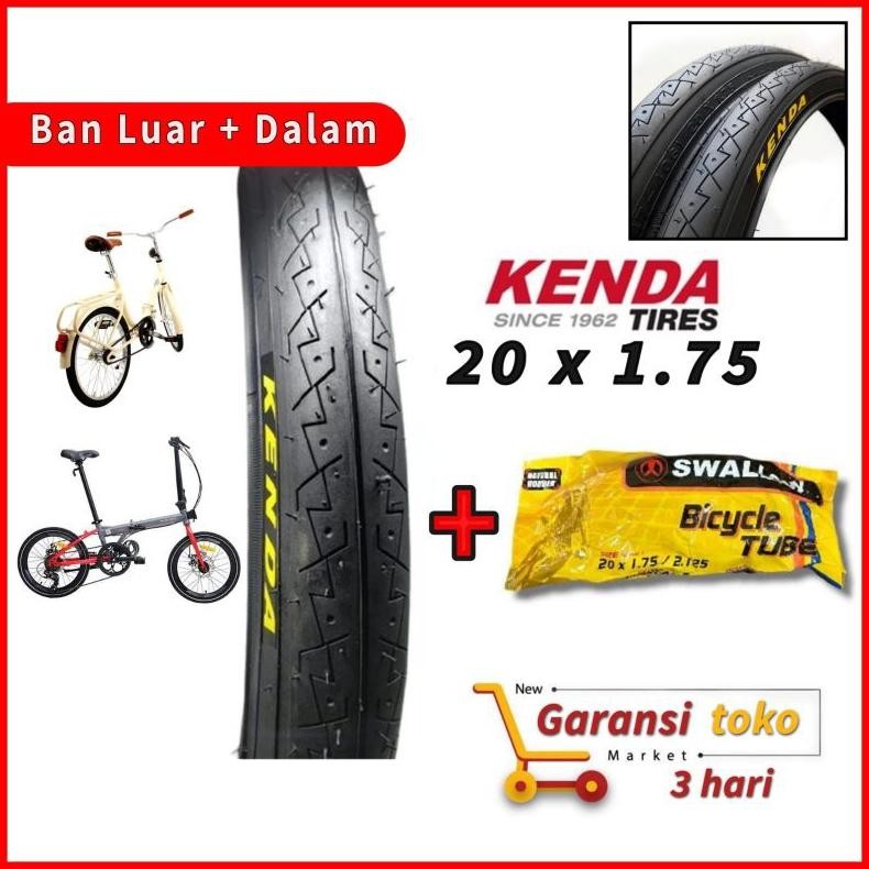 Original Ban Luar Dalam Sepeda 20X1.75 Kenda Set Ban Luar Dalam Sepeda  Cocok Untuk Semua Sepeda Lip