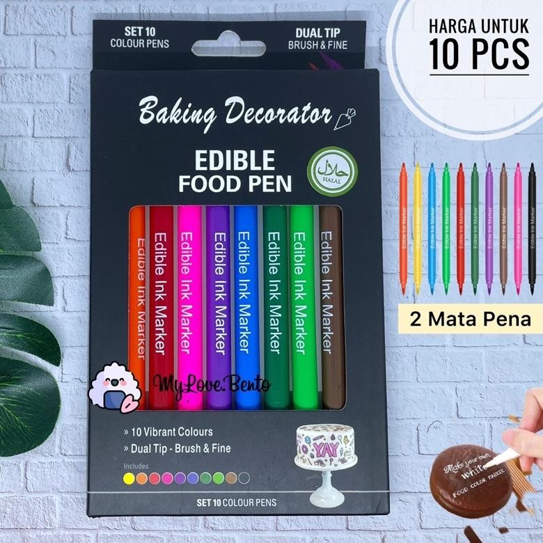 

10 Pcs - Edible Food Pen Untuk Makanan Kue Roti Cookiee Baking Decoration Pulpen Dekorasi Makanan DiM