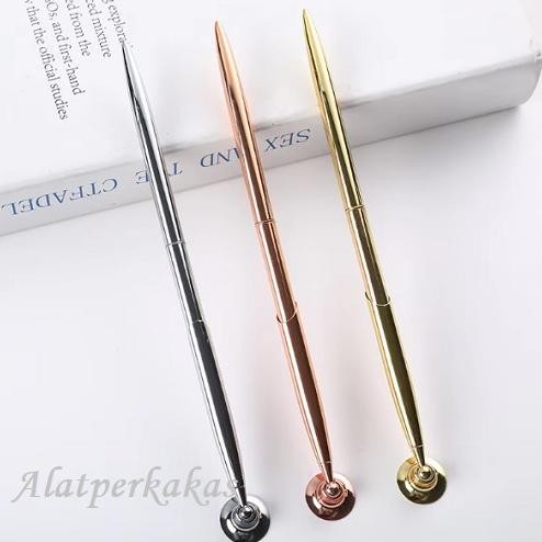 

Pulpen Meja Counter Stainless Steel Plus Dudukan Standing Holder Pen Bracket Rose Gold Silver Chrome DiM