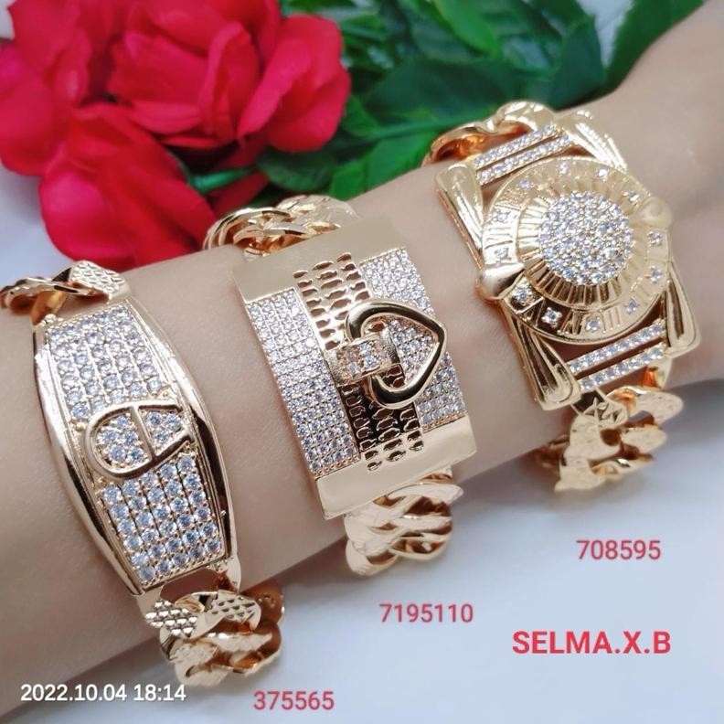 Gelang Jumbo Perhiasan Titanium Tembaga Lapis Emas GRJ6 DiM