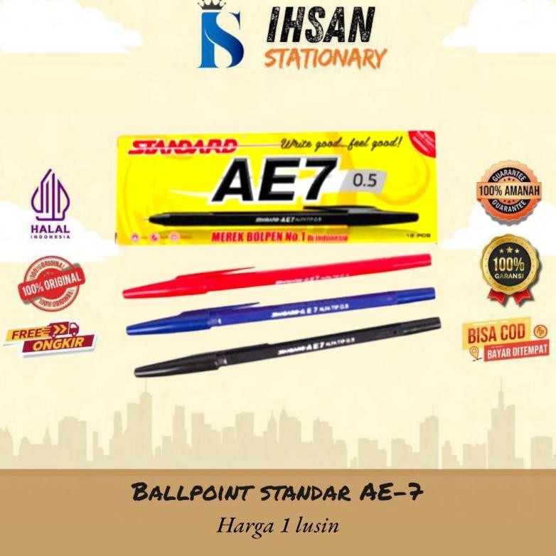 

Ballpoint Stadard AE7 Isi 12 Pcs (1 Lusin) DiM