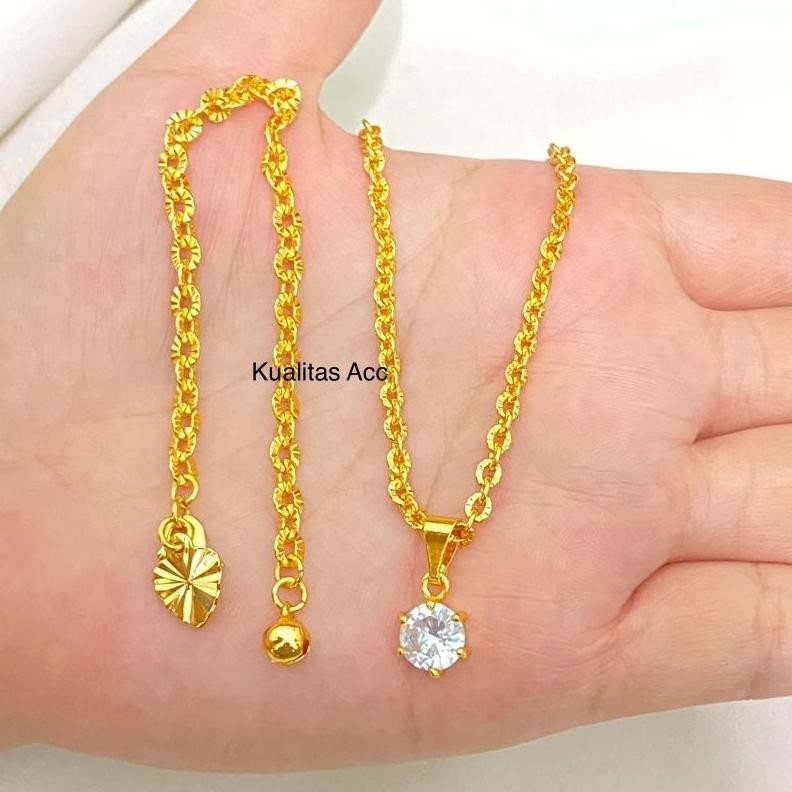 Set Perhiasan Anak Kalung 35cm Dan Gelang 15cm Titanium  Nori Ukir DiM