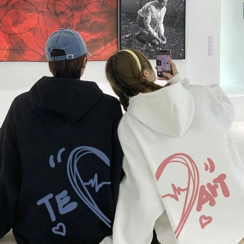 Switer Couple Love Cewe Cowo / Sweater Couple Love Art Pria Wanita Hoodie Couple Love Keren Cewe Cow