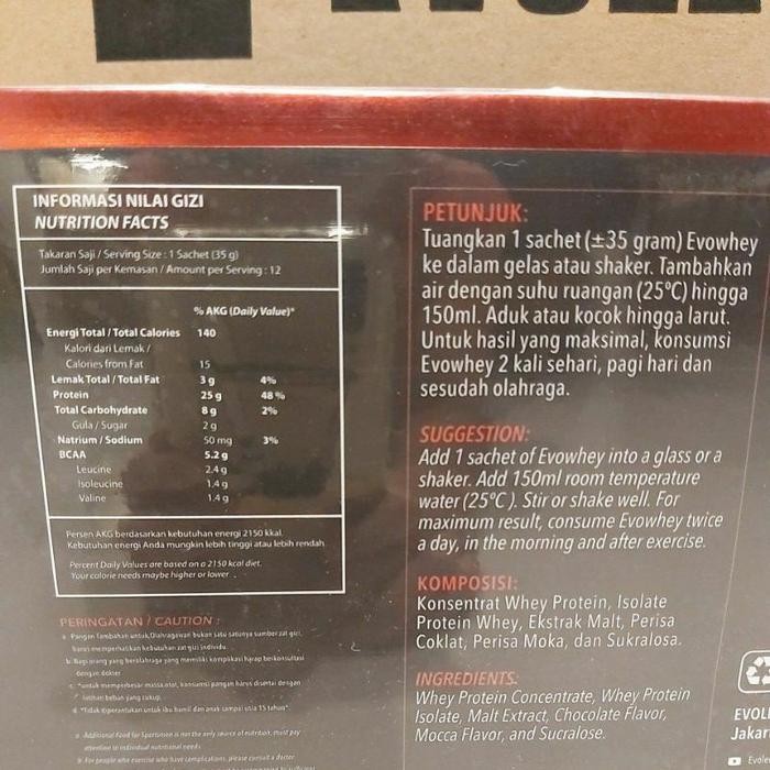 Evowhey 12 Sachet Bpom Halal Evolene Whey Protein Evo Evoline 420 Gram