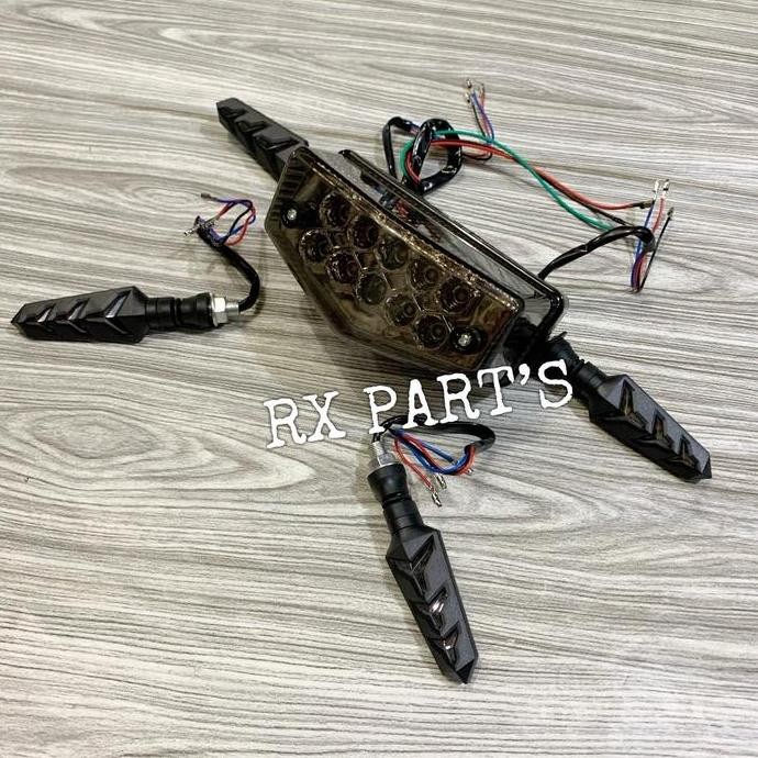 Terlaris Satu Paket Lampu Rem Led / Stop Led Mika Smoke / Riben Rx King Rx K Rx King + 2 Set Sein Le