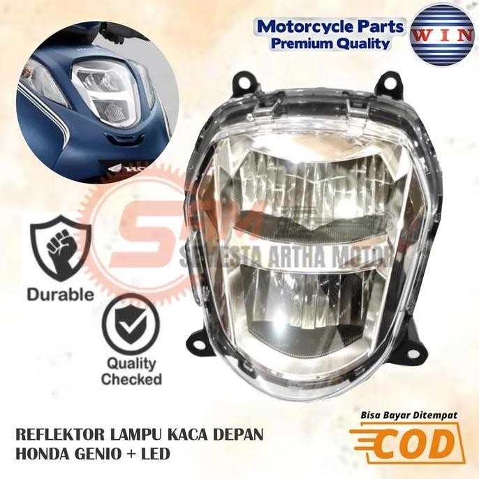 Terlaris Lampu Depan Reflektor Led Honda Genio 2019 Headlamp Mika Kaca Motor Ready Stok