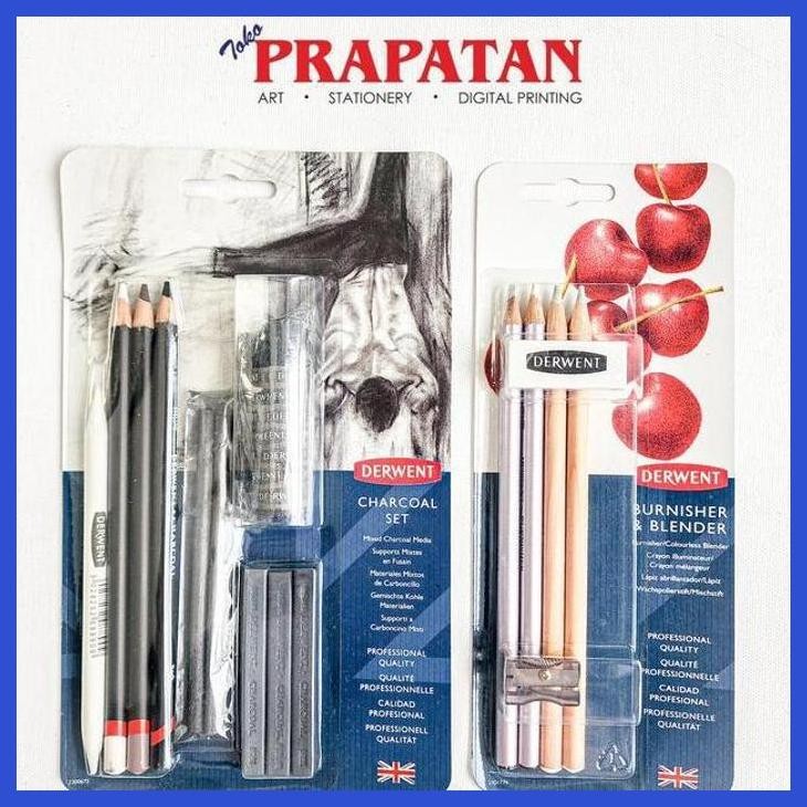 

( SEKOLAH / LUKIS ) PROMO DERWENT CHARCOAL SET | BURNISHER BLENDER SET (SENI / MENGGAMBAR / ART / KERAJINAN ) SIAP KIRIM