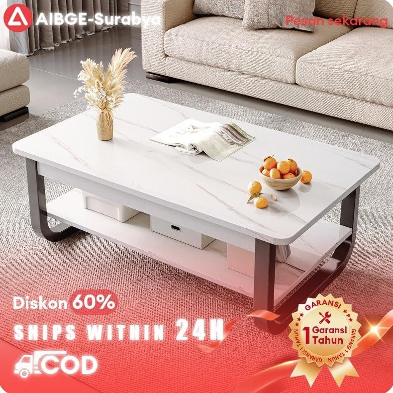 Meja Tamu Minimalis Meja Ruang Tamu Meja Motif Marmer Solid 120x60x42CM