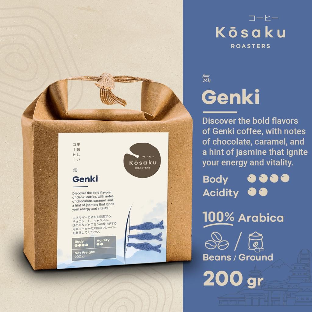 

Kosaku Genki Coffee 200Gr Biji Kopi Arabika - Coffee Beans Terbaru Best Quality 100% Original