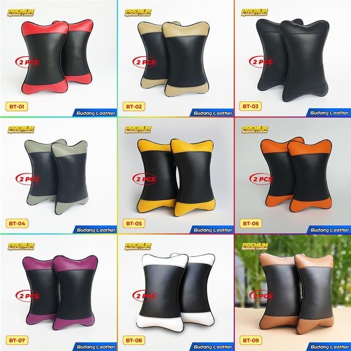 Bantal Mobil Kulit Sintetis (Bintik Hitam)