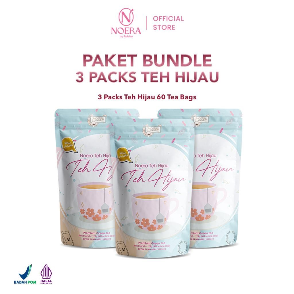 

Noera Paket 3 Packs Teh Hijau | Green Tea | Teh Hijau 60 Tea Bags Terbaru Best Quality 100% Original