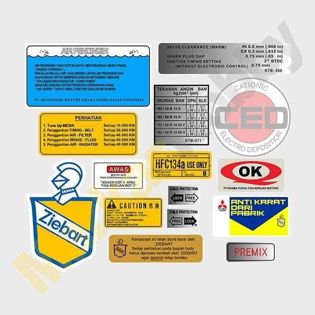 ready Stiker Mitsubishi Lancer CB Fuse Box Sikring Set