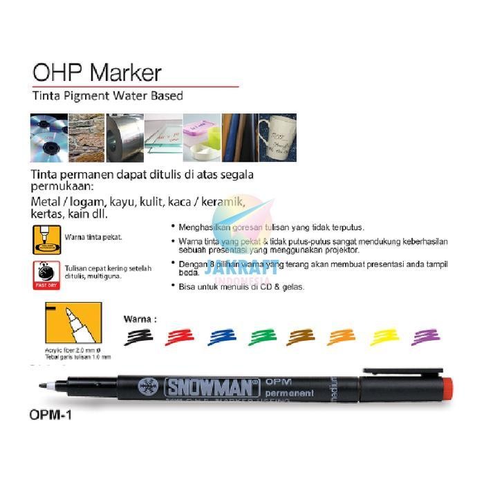 

Cn (1 Pcs) Spidol Permanen Ohp Tidak Bisa Dihapus Snowman Opm Medium Tip Tebal 1.0 Mm Permanent Marker Anti Air Segala Permukaan Plastik Logam Kayu Kulit Kaca Keramik Kain Kertas