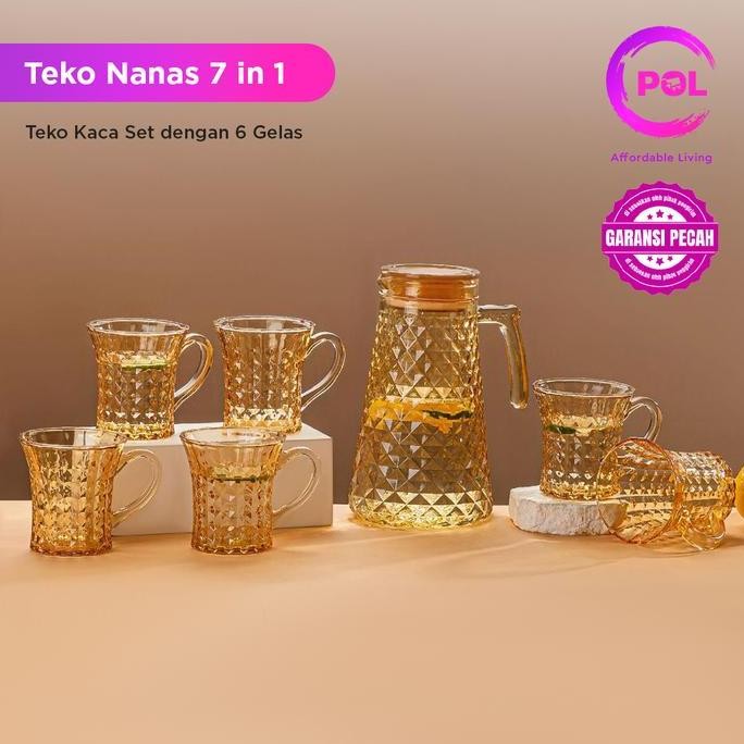 [Garansi Pecah] Pol Set Teko Air Kaca  Nanas 7 In 1 | Pitcher Glass Kettle 7 In 1 | Kettle Air Kaca