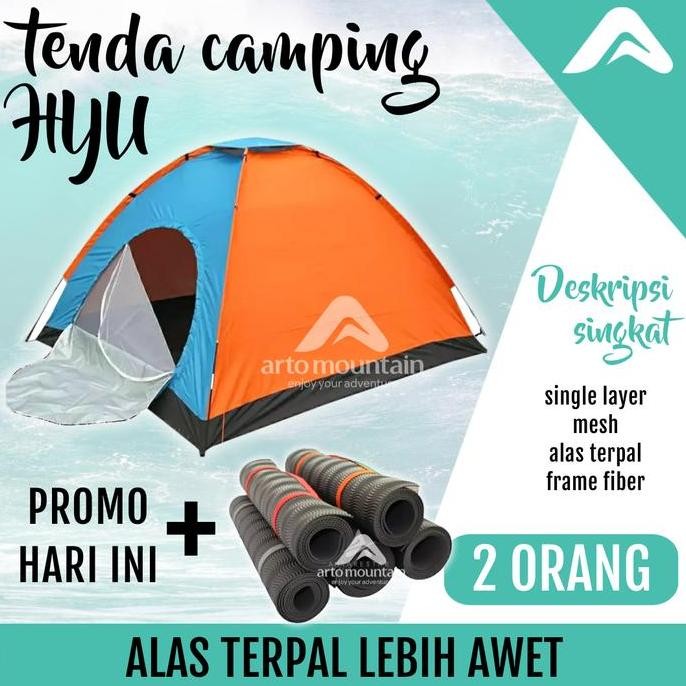 ''Terlaris" Tenda Camping Dome 2P Single Layer 2-3-4 Orang Kemping Anak Dewasa Murah