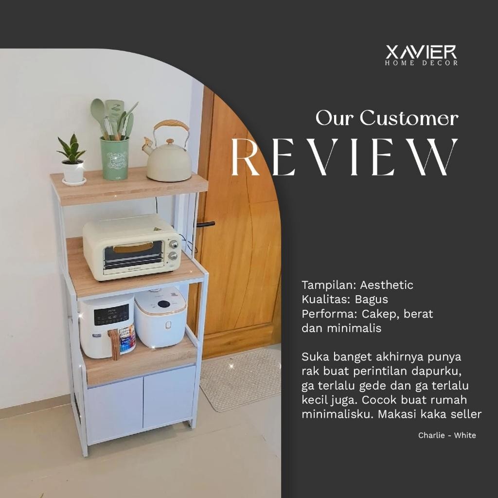 Xavier Home Decor - Rak Dapur Serbaguna 3 Susun / Rak Oven Microwave / Rak Dapur Modern Charlie