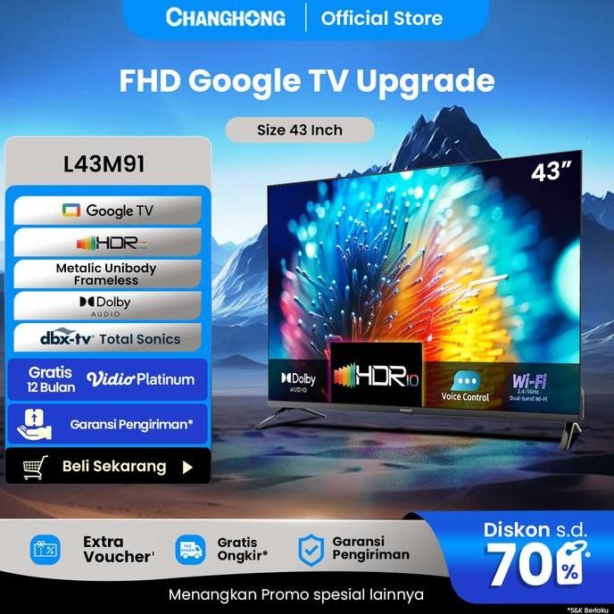 Changhong Google Tv 43 Inch Fhd Google Smart Tv Digital Tv (L43M91)