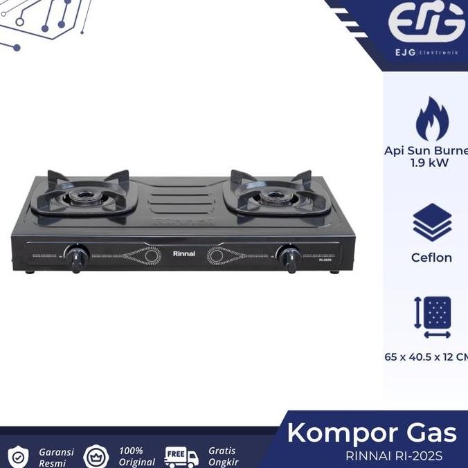 Kompor Rinnai 2 Tungku Rinnai Ri-202S Teflon Ri 202 S