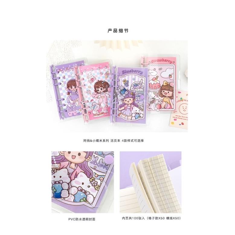 

Binder A6 Notebook Sanrio Jurnal Kit Kartun Buku Catatan Isi Ulang Loose Leaf Murah