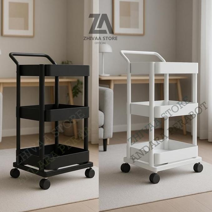 [LAOUT] RAK TROLI RODA 3 SUSUN RAK KAMAR TIDUR RAK DORONG TROLLEY BAJU BAYI