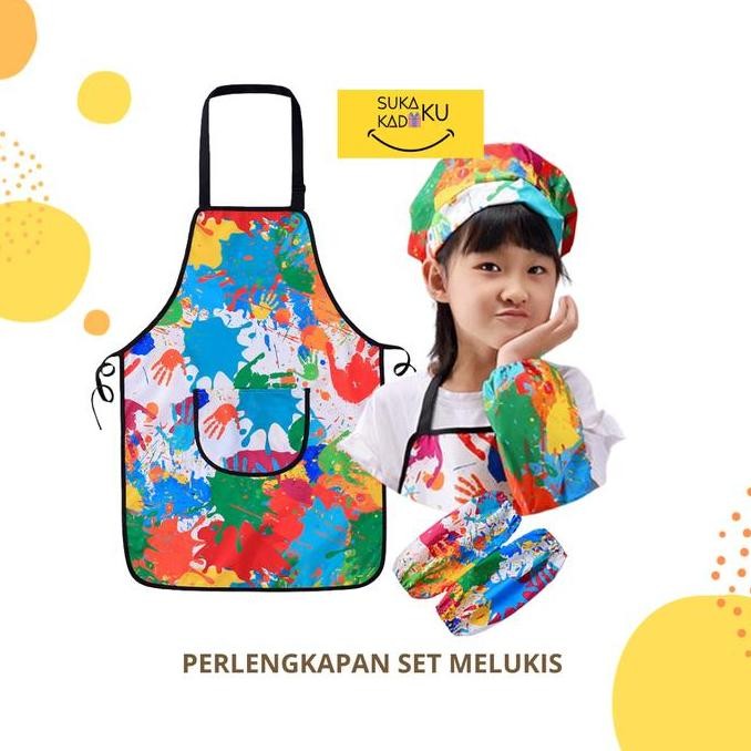 

Terlaris Set Apron/Celemek Glove Cap Anak Melukis Sarung Tangan Art Import