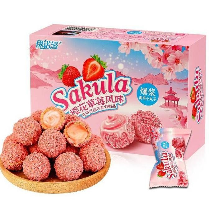 

Biskuit Sakula Strawberry Merah Cake Bulat Mini Imlek Sangjit Shuangxi