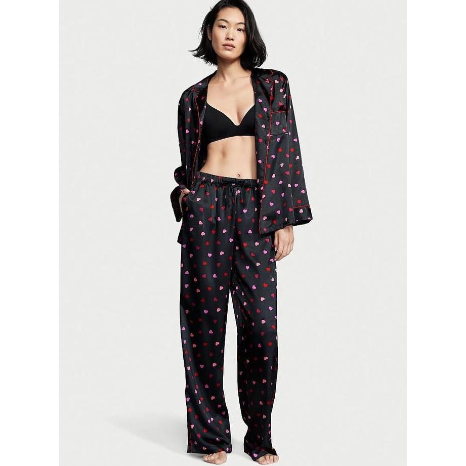 New Product - Set Piyama Lengan & Celana Panjang Victoria Secret Satin Pajamas Polos Calista Collect