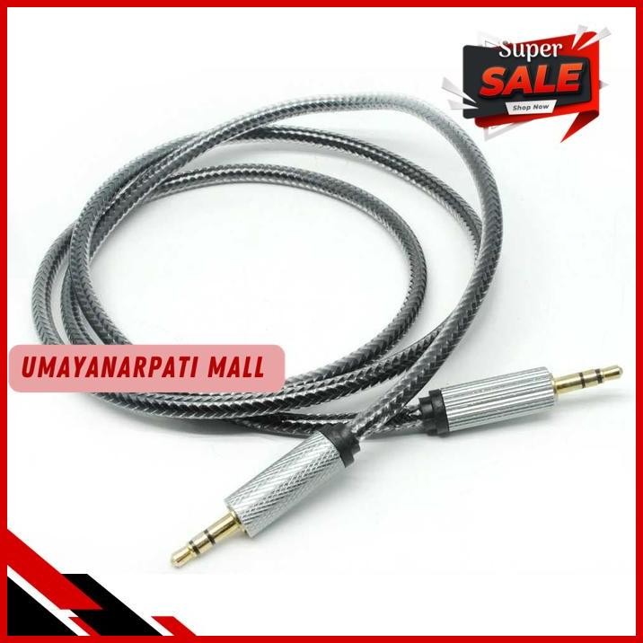 METAL AUX CABLE JACK KABEL AUX AUDIO KONEKTOR 3.5MM HIFI 1M SILVER * KUALITAS TERBAIK