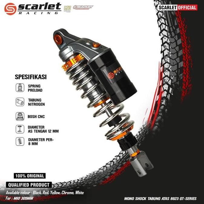 Scarlet Racing - Mono Shock Shockbreaker Tabung Atas 8923 Gt Series Motor Mio & Vario
