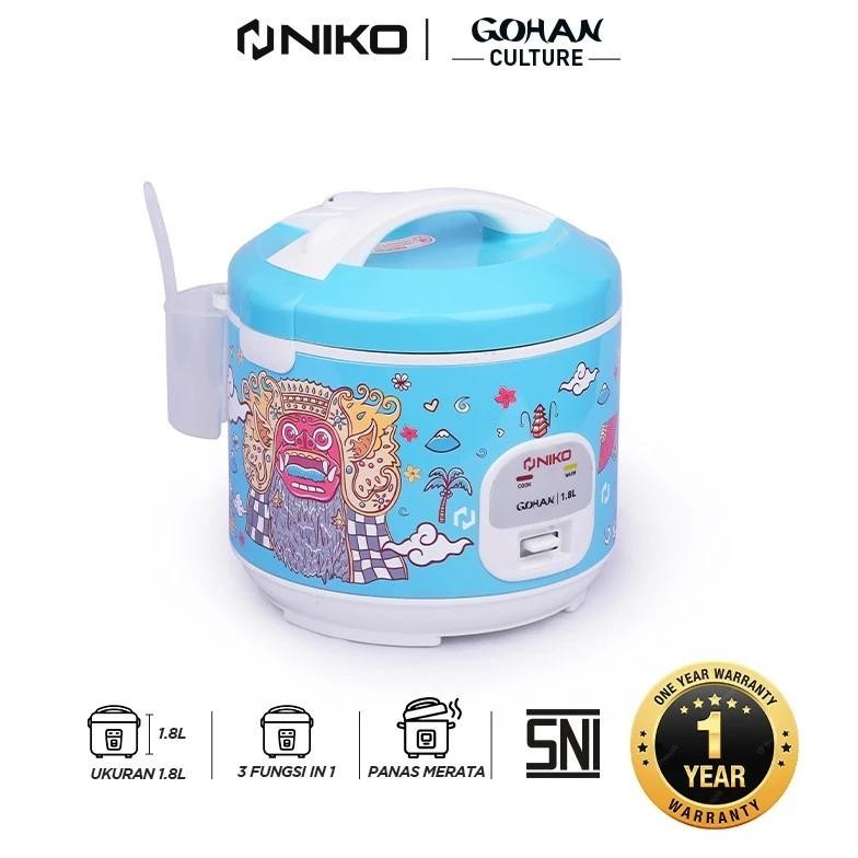 Niko Rice Cooker Gohan Culture / Magic Com 1.8 Liter 3 in 1 Bonus Gelas Ukur dan Sendok Nasi