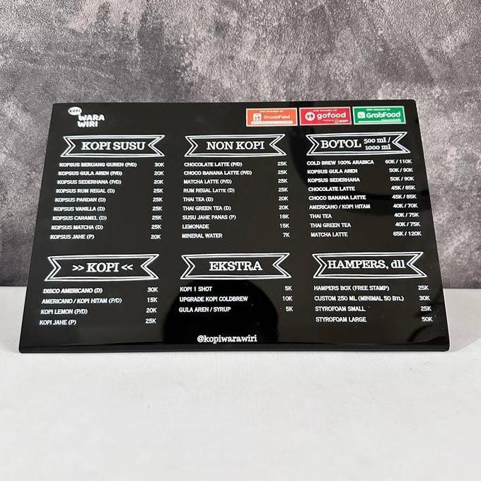

New Product - Standing Menu Akrilik / Papan Menu Akrilik / Sign Menu Acrylic - Hitam, 20X30 Kiarastoreku