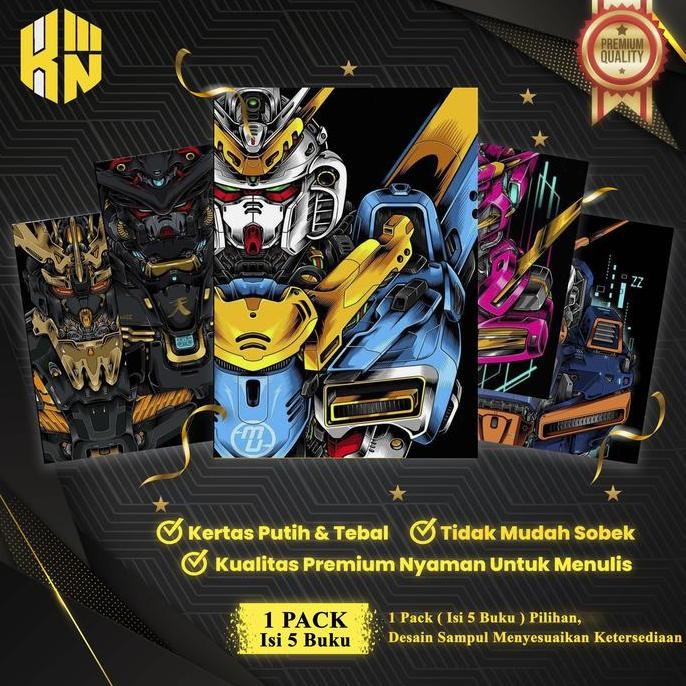 

Buku Tulis Sekolah Custom Gundam Bergaris 38 Lembar 1 Pak Isi 5 Buku/ Buku Tulis Anime/ Buku Aesthetic/ Buku Catatan Co
