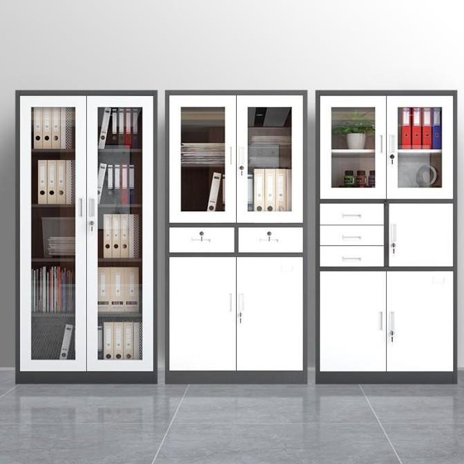 Oklife Lemari Besi Kaca Minimalis Bahan Besi Tebal Dengan Kaca Lemari Arsip Besi Co