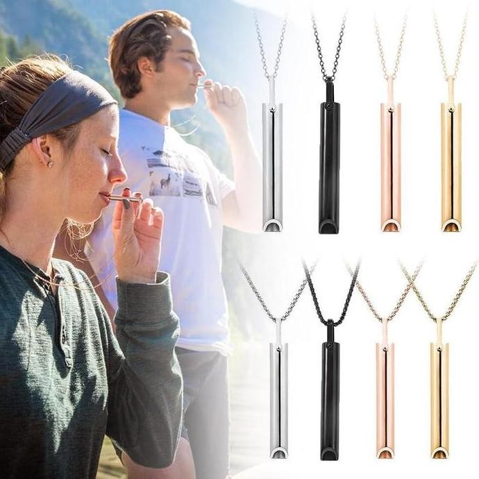 

New Product - Stainless Steel Breathlace Necklace Quit Smoking Anxiety Relief Anti Vaping Necklace Breathing Necklace For Anxiety Mindful Kiarastoreku