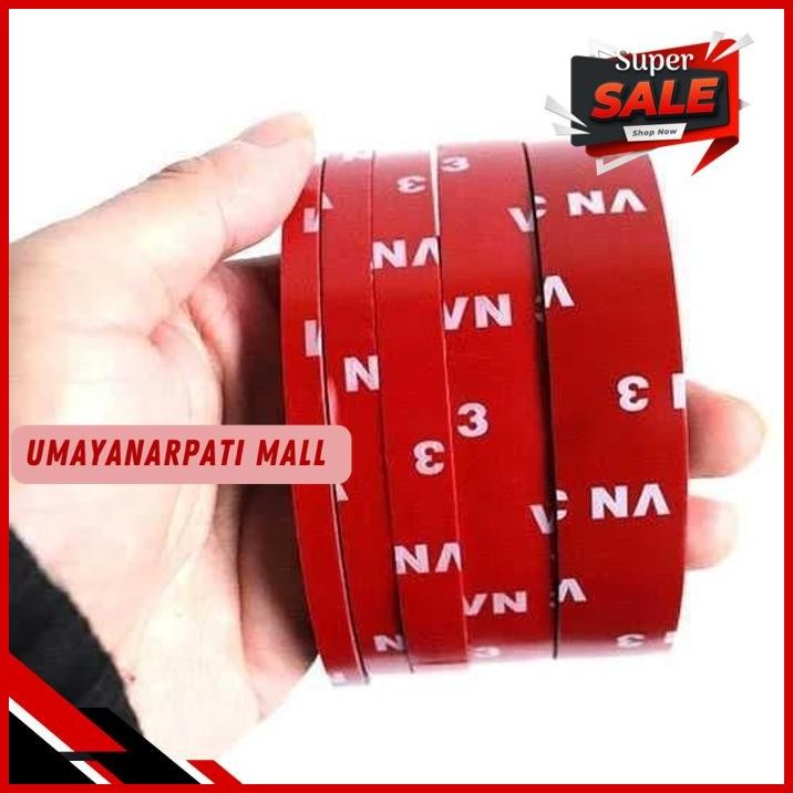 

DOUBLE TAPE 3M MERAH DOUBLE TIP LEM 2 SISI KECIL BESAR VN3 PANJANG 3M BEST SELLER