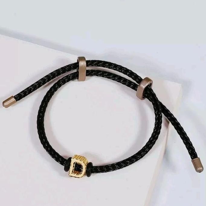 Gelang Tali Inisial Huruf D Balok Elegant Emas Asli Co