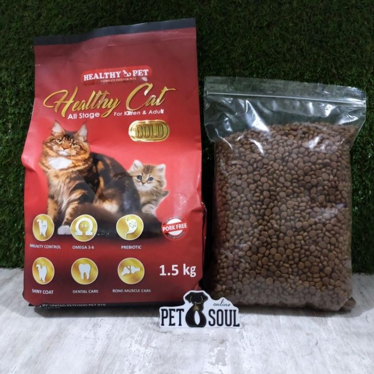 Makanan Kucing Healthy Cat Gold 1kg / Healthy Cat All Stages 1kg / Makanan Kucing Healthy Pet