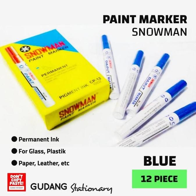 

Spidol Permanent Paint Marker Snowman Biru (Isi 12 Pcs) Co