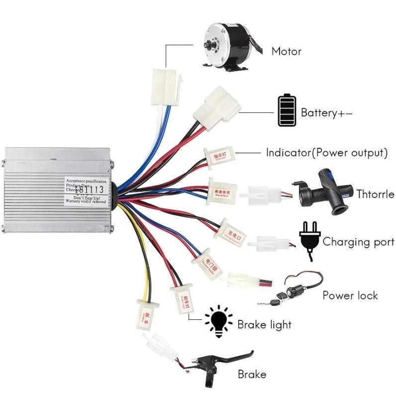 Controller 24V 250W Brushed Scooter Listrik Kontroler E-Scooter Universal 24Volt 250Watt Skuter Elek