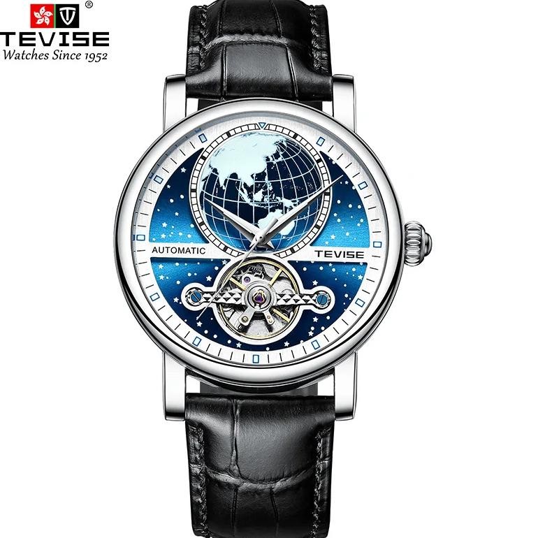 Tevise Top Brand Earth Star Man Tevise T867k Blue Luminous Luxury Automatic Men Mechanical Tourbillo