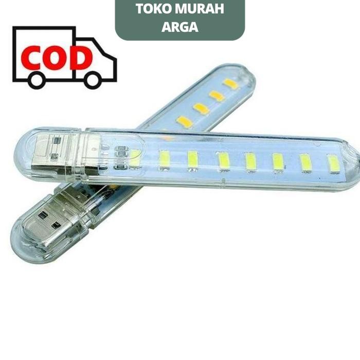 LAMPU USB 8 MATA LED STRIP PORTABLE 5V PUTIH SUPER TERANG TAHAN LAMA SENTER EMERGENCY DIJAMIN GRATIS