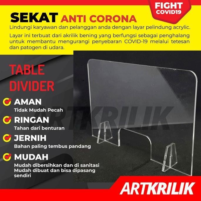 

Sekat Anti Corona Akrilik Table Divider Meja Kasir 120 X 60Cm 3Mm Co