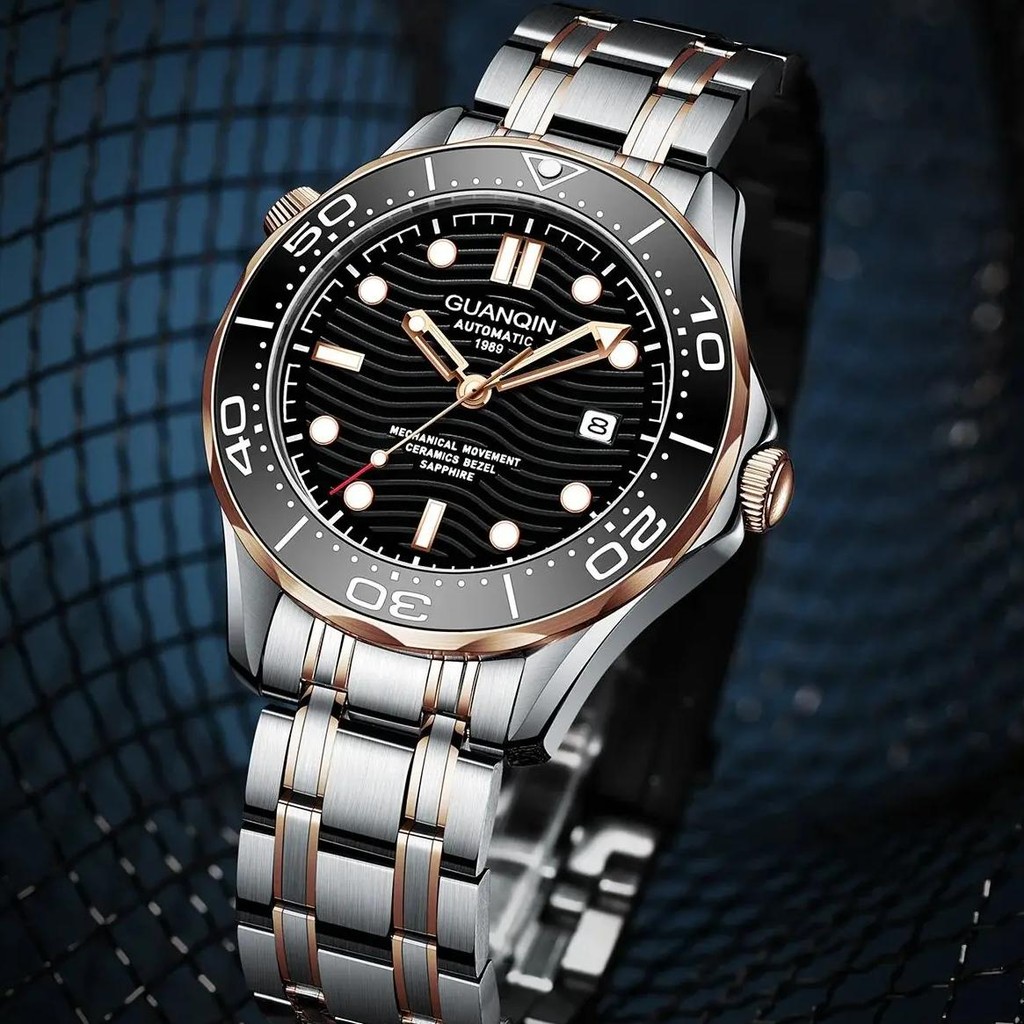 GUANQIN 2024 New Men's Watches Stainless steel Automatic Watch Men Luxury Mechanical Wristwatch 10 B